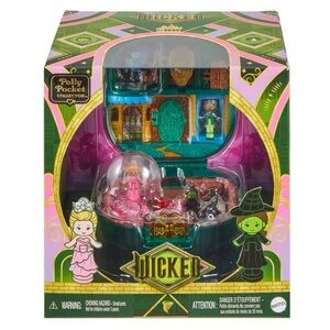 Polly Pocket Micro Dolls Playset, Collector Wicked Compact Hat & Bubble Glinda